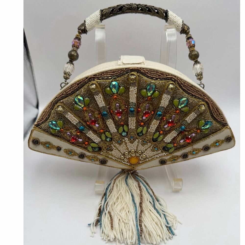 Mary Frances Vintage Fan-Tastic Asian Fan Beaded Evening Bag COA Dustbag Rare